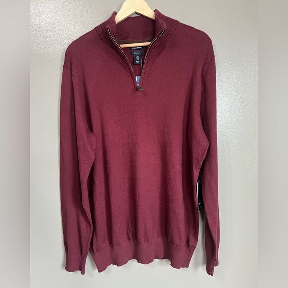 Daniel Hechter cashmere blend pull over sweater wine color large preppy office - Picture 1 of 8